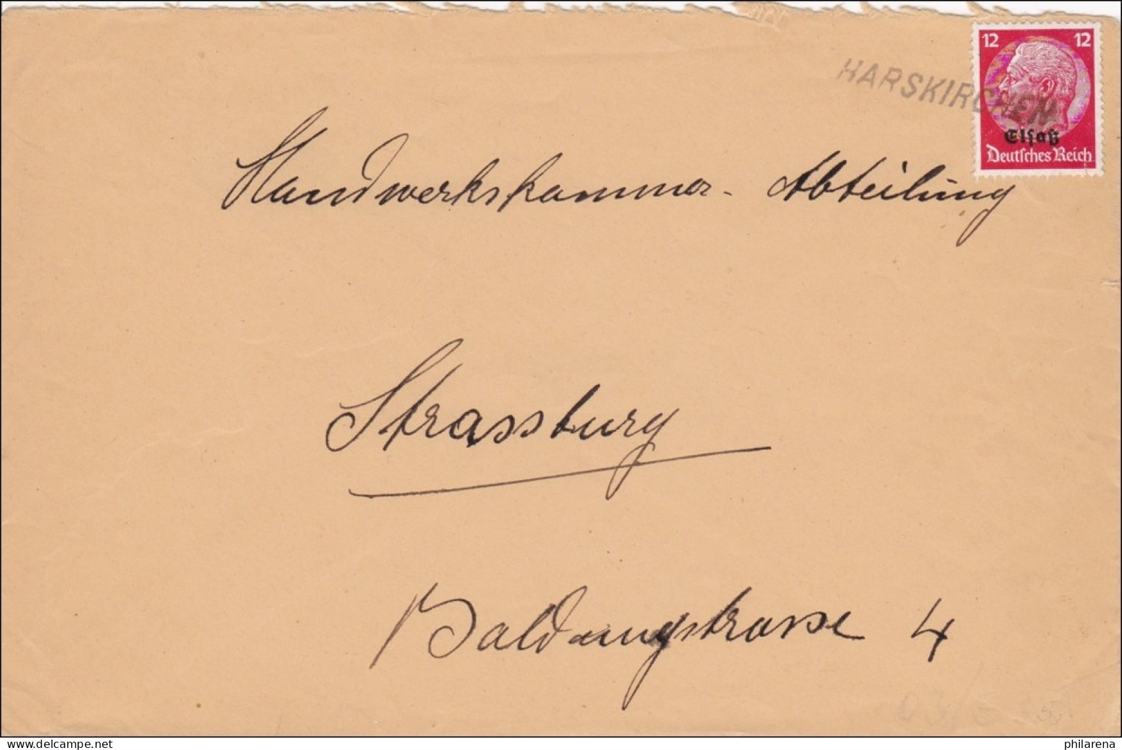 Elsass: Brief Aus Harskirchen Nach Straßburg 1940 - Occupation 1938-45