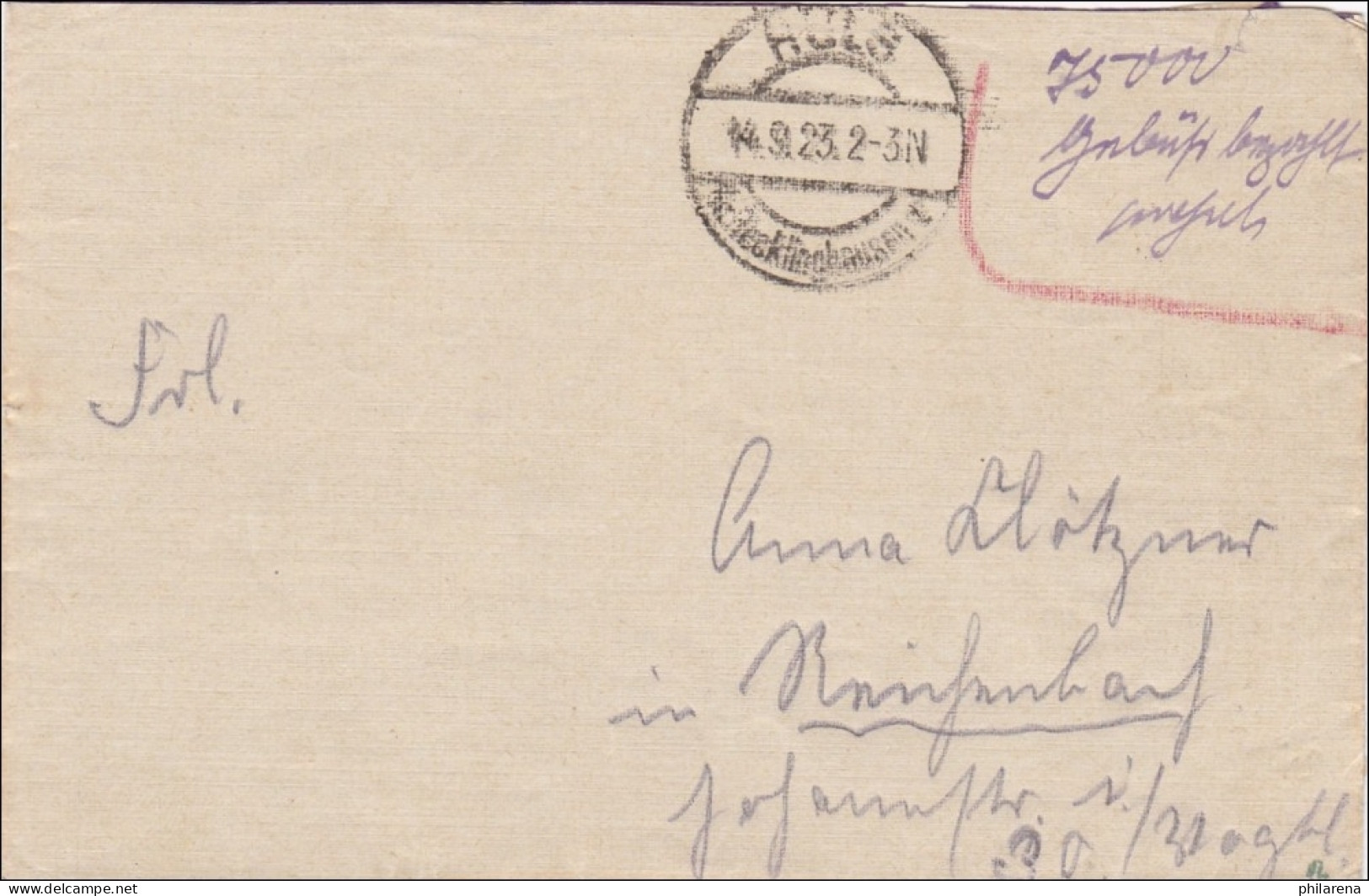 Gebühr Bezahlt: Brief Aus Auls 1923 - Briefe U. Dokumente
