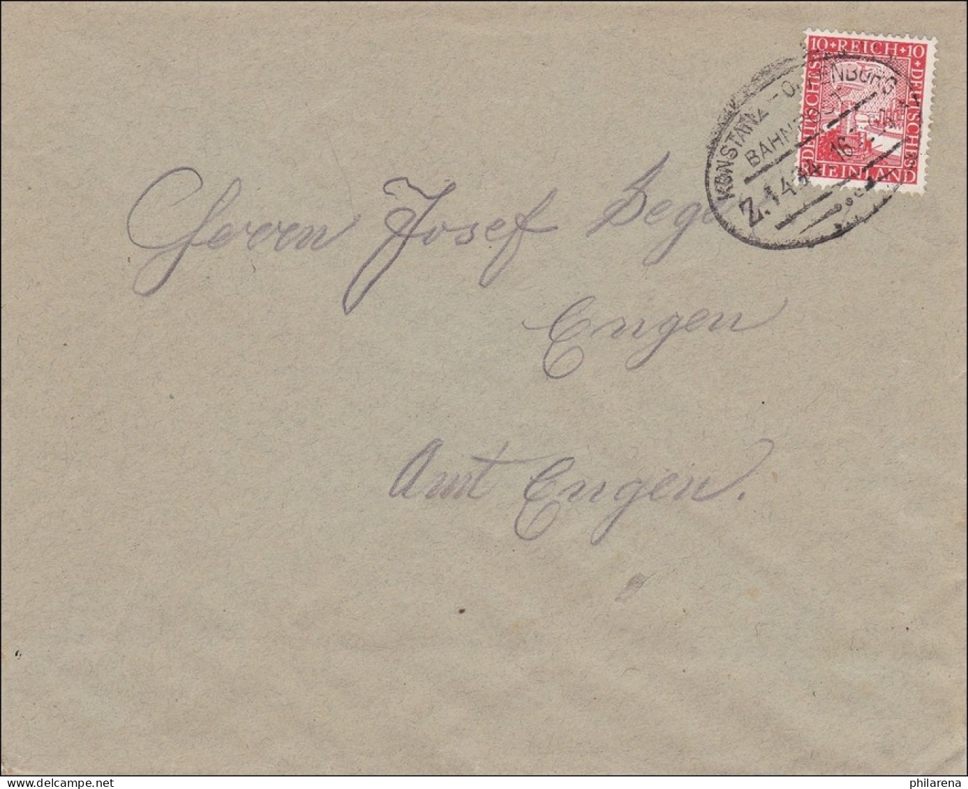 Bahnpost: Brief Mit Zugstempel Konstanz-Offenburg 1928 - Lettres & Documents
