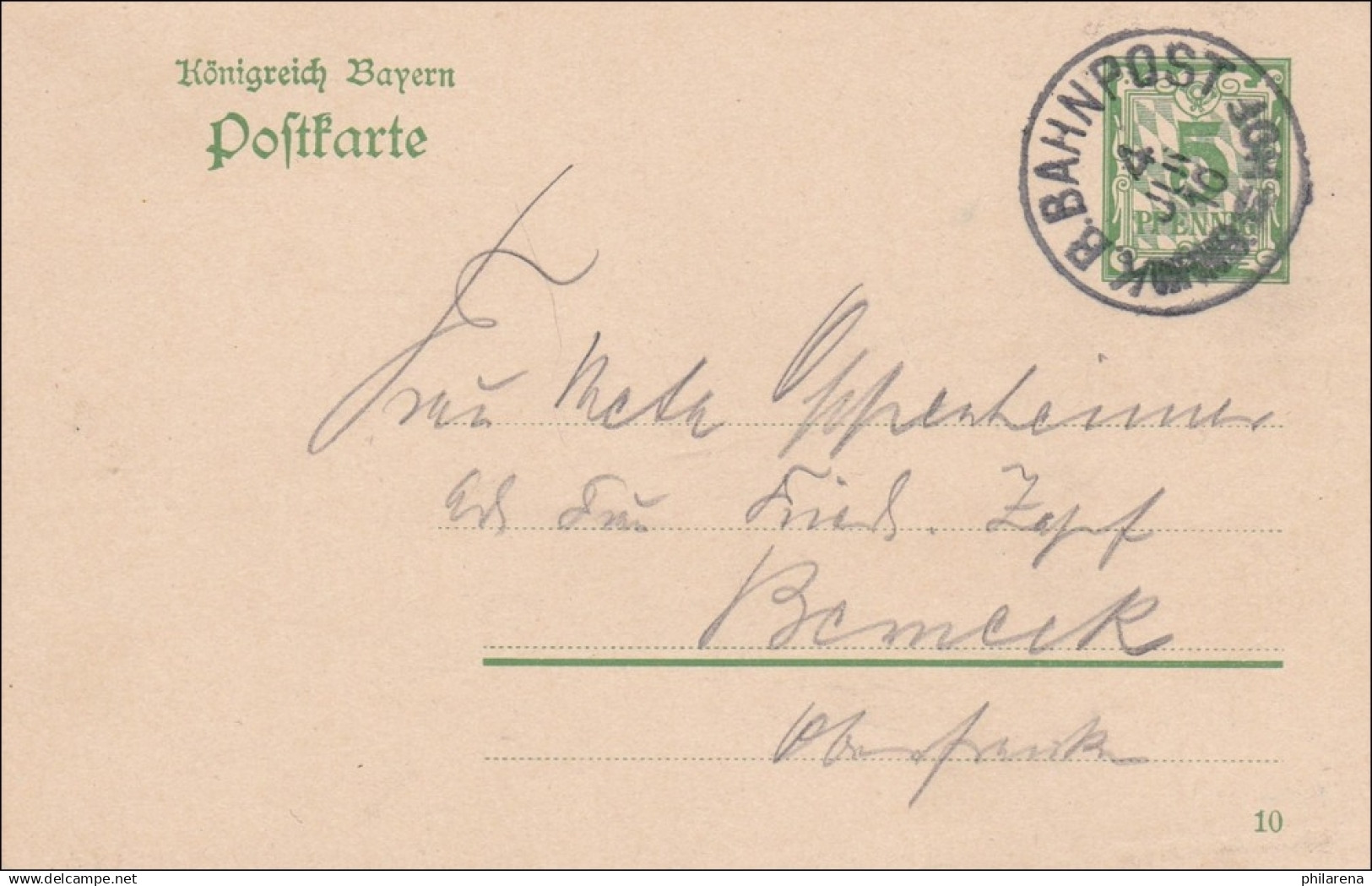 Bahnpost: Ganzsache Mit Bahnpost Stempel 1910 - Lettres & Documents