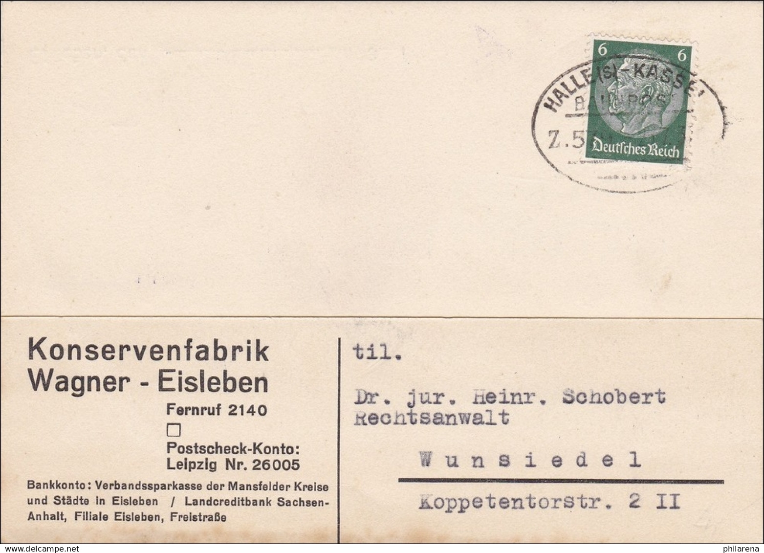 Bahnpost: Postkarte Aus Eisleben Nach Wunsiedel Mit Zugstempel-Halle-Kassel 1937 - Covers & Documents