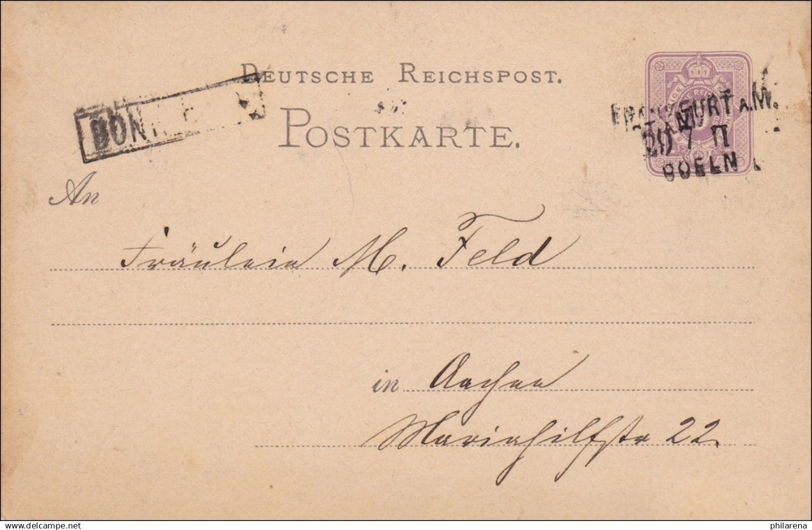 Bahnpost: Ganzsache Von Frankfurt Nach Aachen Mit Bahnstempel - Lettres & Documents
