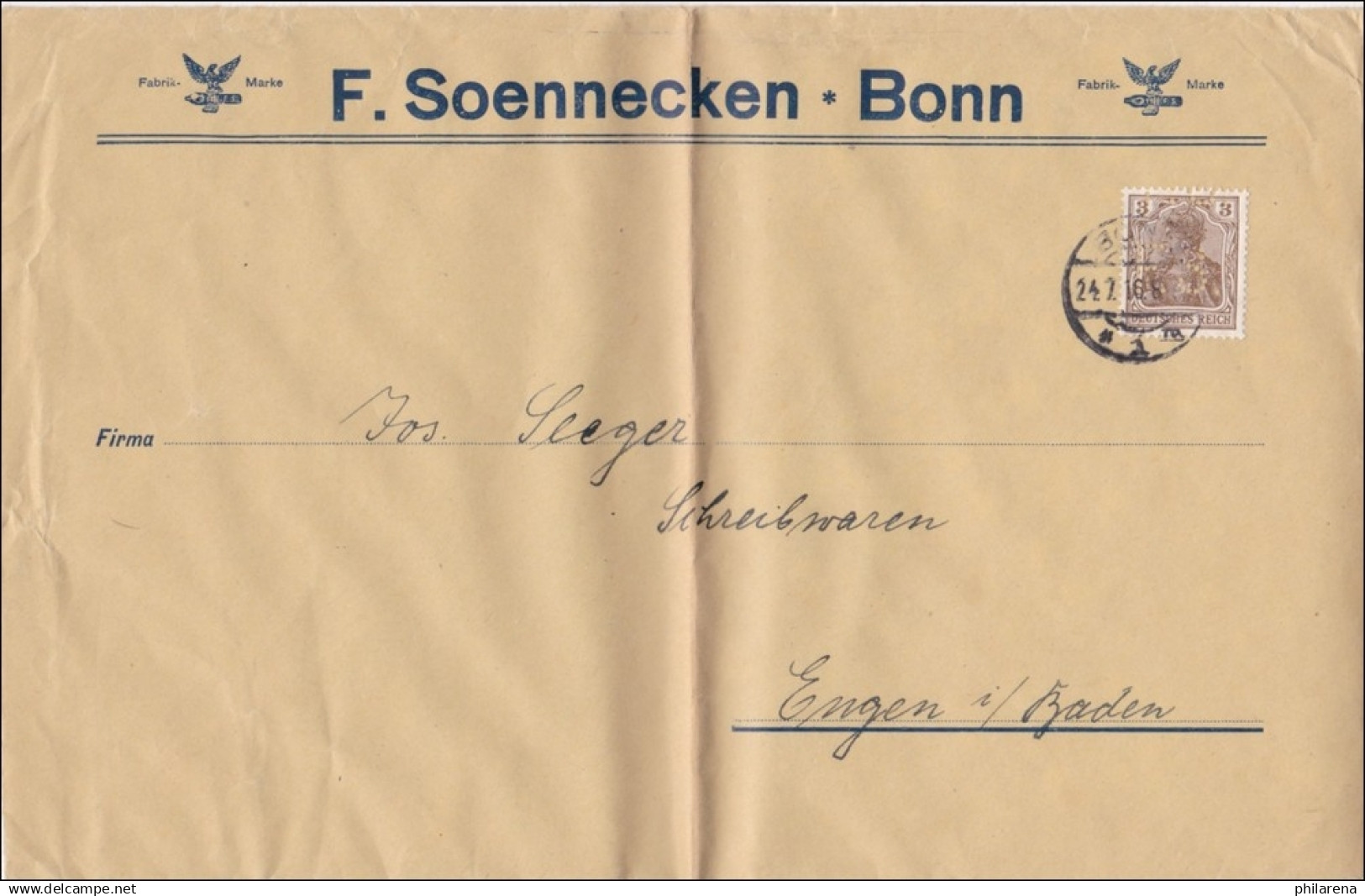 Perfin: Soennecken Bonn F.S. 1916 - Covers & Documents