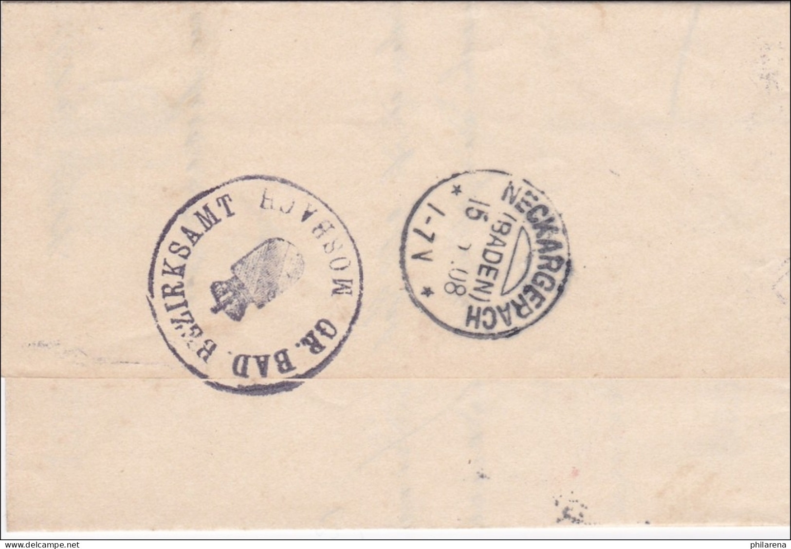Badisches Bezirksamt Mosbach An Bürgermeisteramt Neckargerach 1908 - Storia Postale