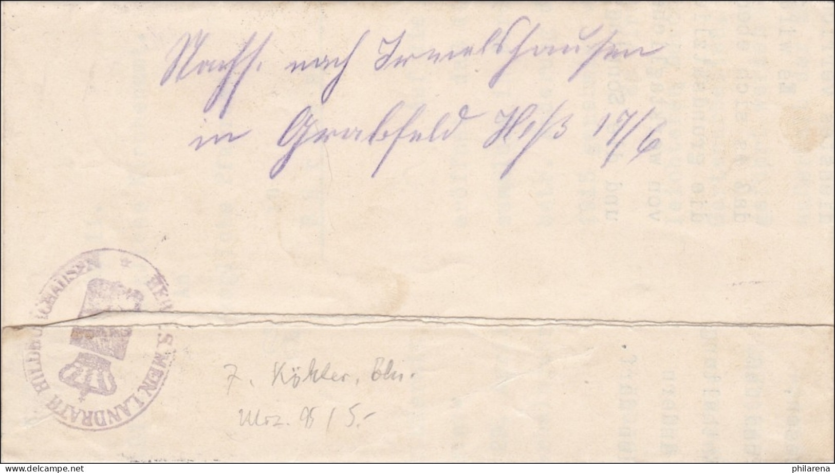 Hildburghausen 1915 Vom Herzoglichen Landrat Nach Bürden - Storia Postale