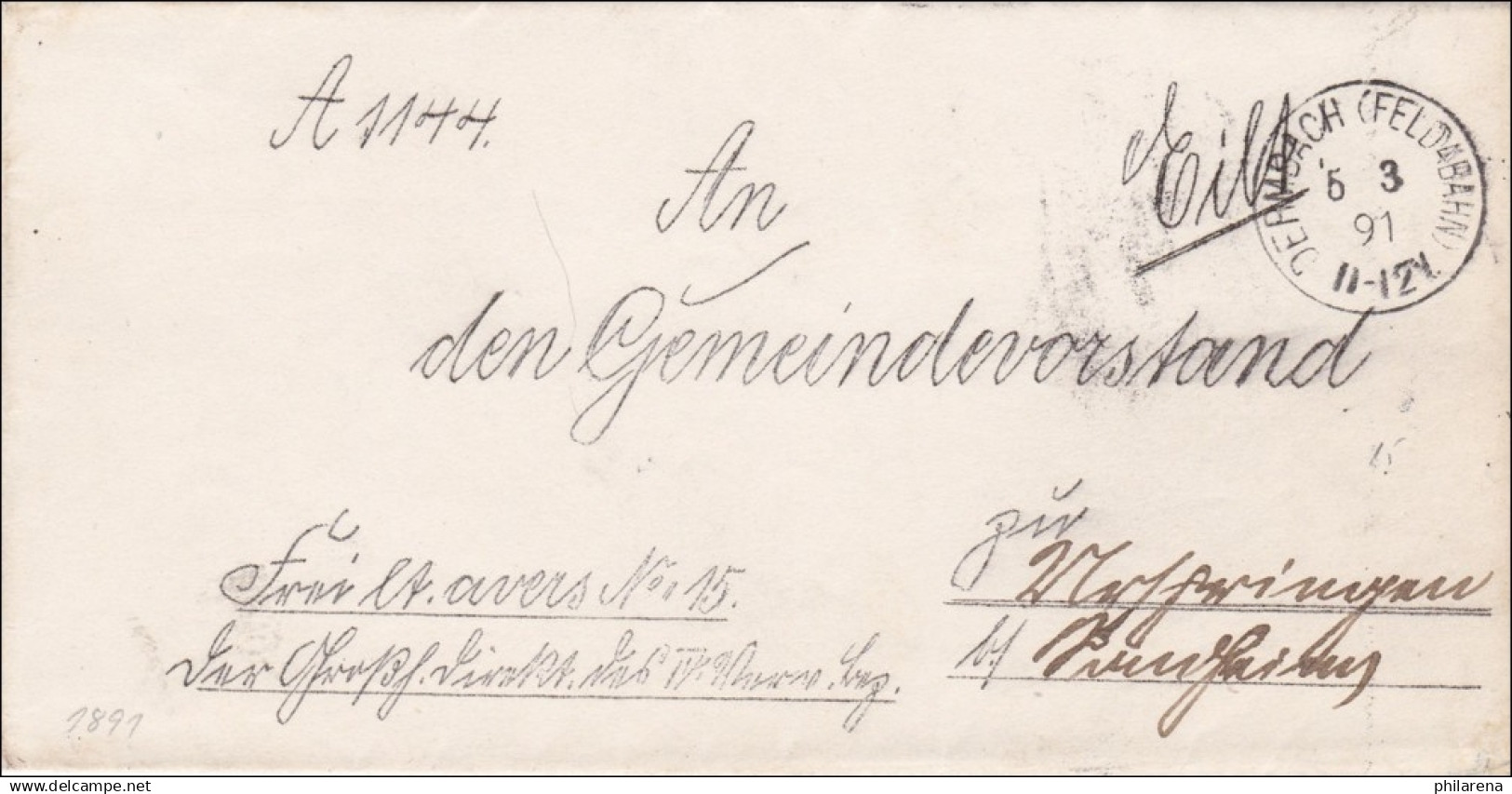 Dermbach/Feldabahn 1891 Nach Sondheim - Storia Postale