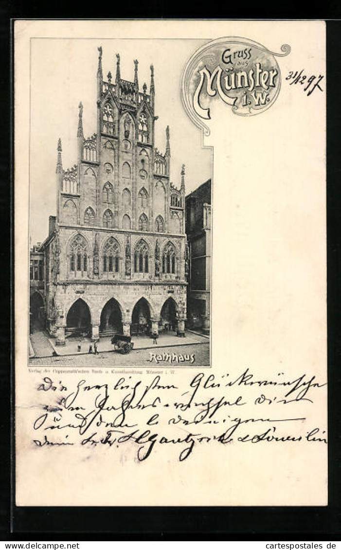 AK Münster I. W., Rathaus Aus Der Vogelschau  - Münster