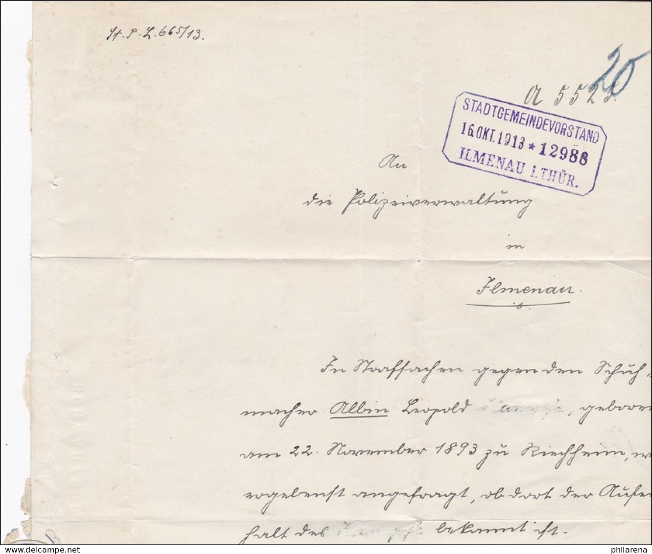 Amtsgericht Rudolstadt 1913 Nach Ilmenau - Storia Postale
