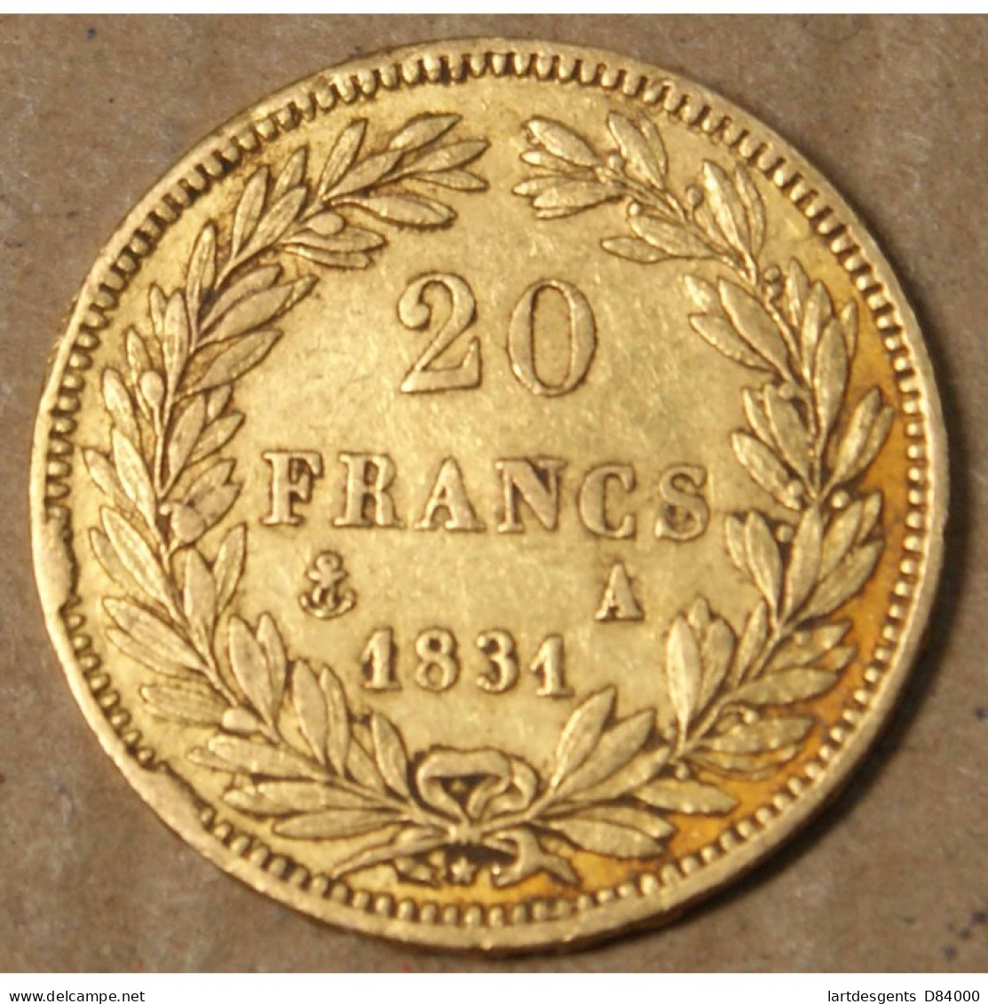 France LOUIS PHILIPPE Ier 20 Francs Or 1831 A (Fautée : Coin ébréché) , Lartdesgents.fr - Sonstige & Ohne Zuordnung