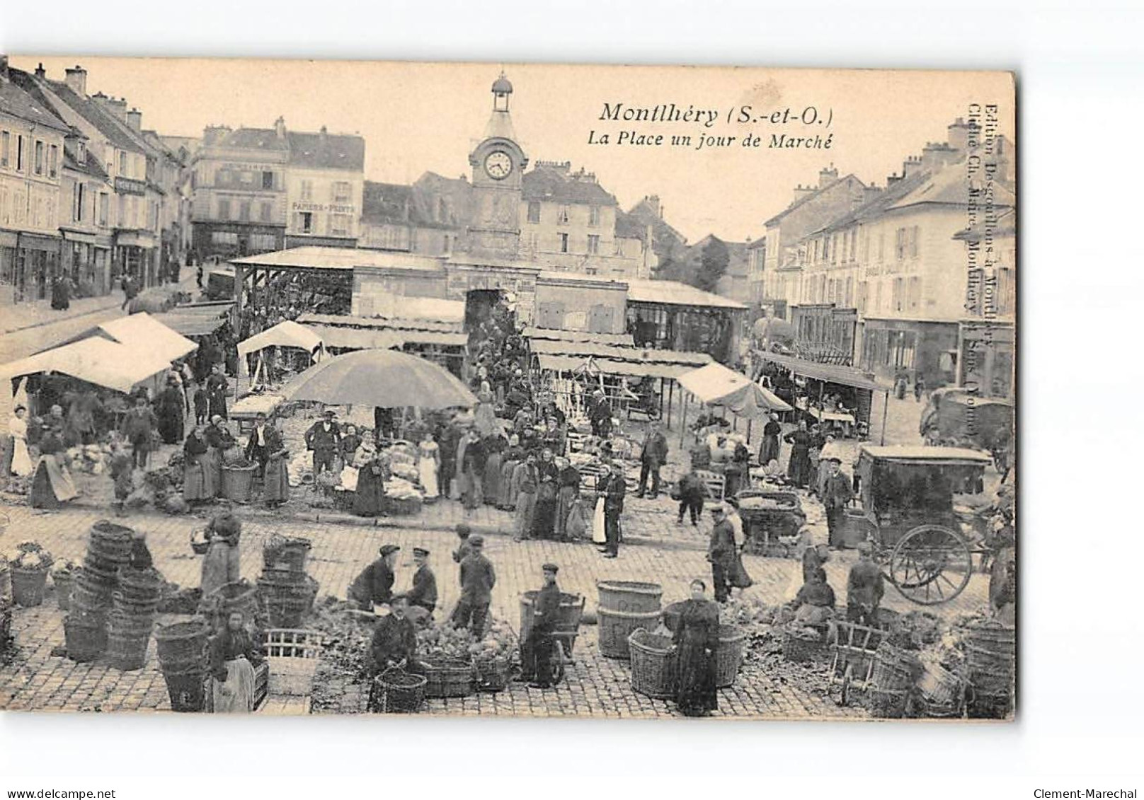 MONTLHERY - La Place Un Jour De Marché - Très Bon état - Montlhery