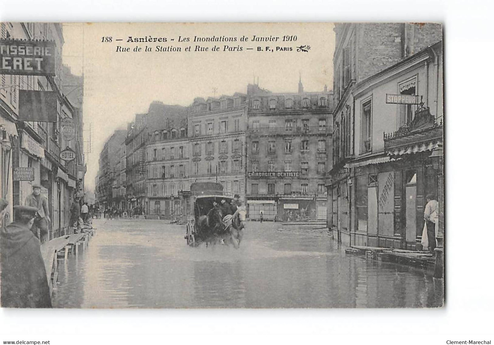 ASNIERES - Les Inondations De Janvier 1910 - Rue De La Station Et Rue De Paris - Très Bon état - Asnieres Sur Seine