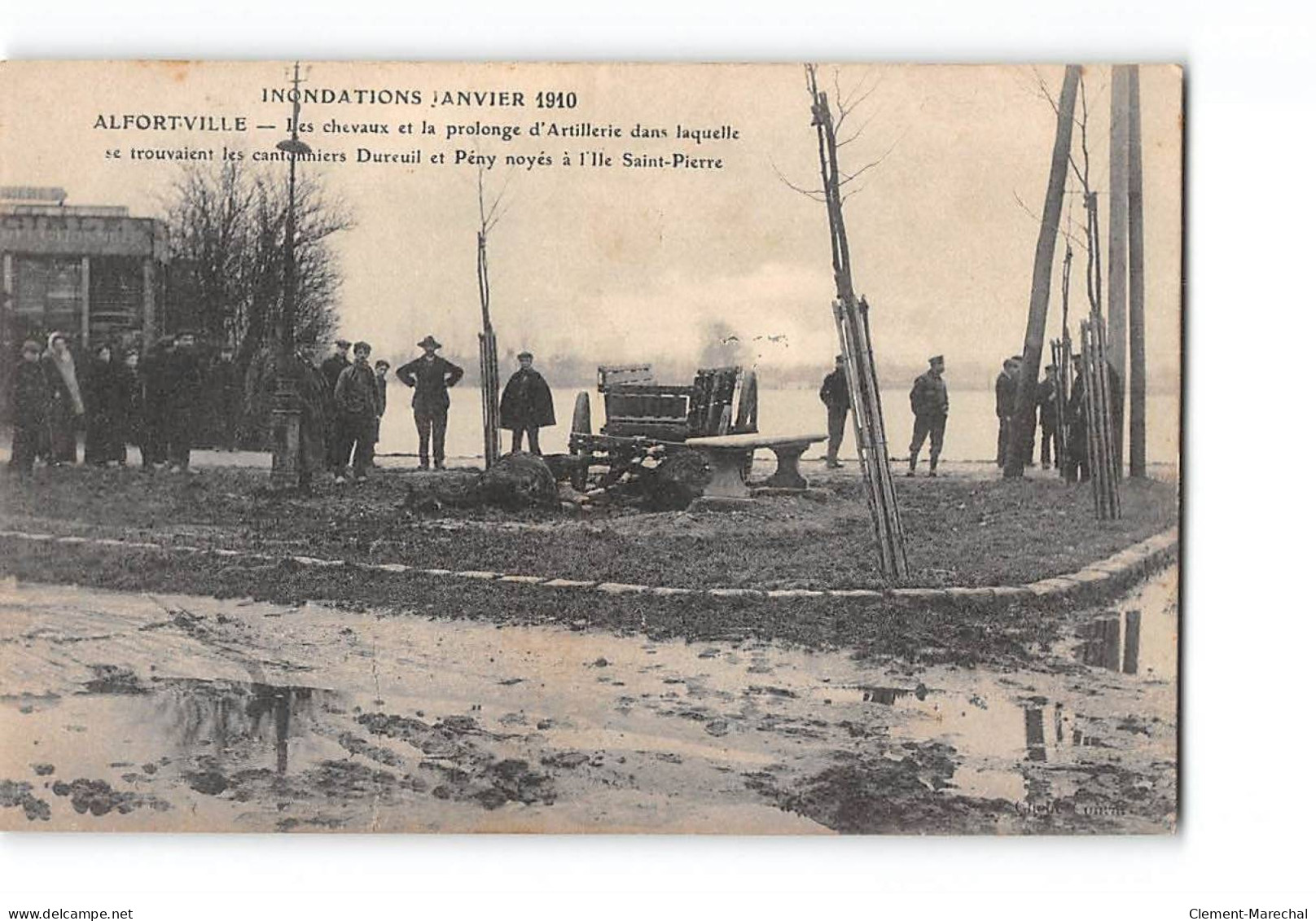 ALFORTVILLE - Inondations Janvier 1910 - Les Chevaux Et La Prolonge D'Artillerie - Très Bon état - Alfortville