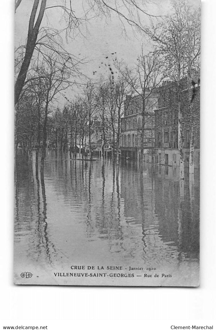 VILLENEUVE SAINT GEORGES - Crue De La Seine - Janvier 1910 - Rue De Paris - état - Villeneuve Saint Georges