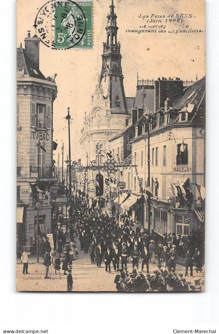 Les Fêtes De SENS - Juin 1908 - Le Cortège - Inauguration Des Expositions - Très Bon état - Sens