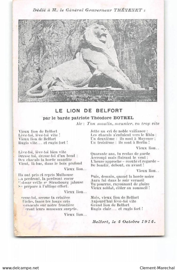 Le Lion De BELFORT Par Le Barde Patriote Théodore Botrel - Très Bon état - Belfort – Le Lion