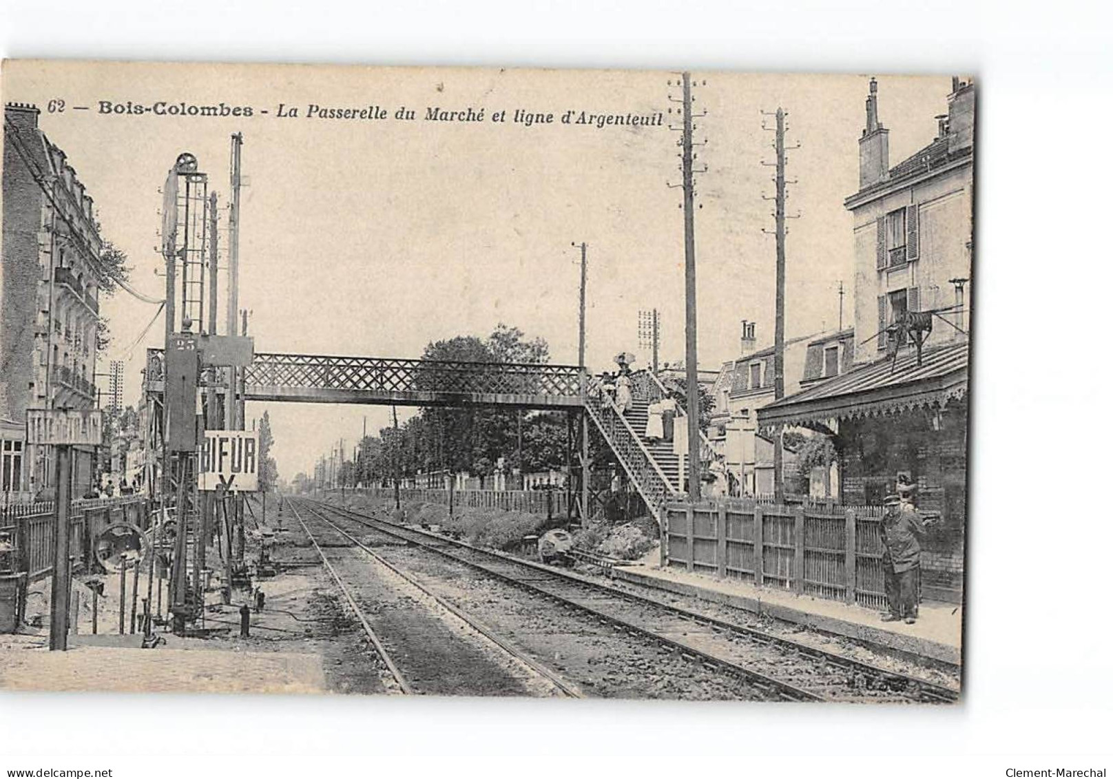 BOIS COLOMBES - La Passerelle Du Marché Et Ligne D'Argenteuil - Très Bon état - Andere & Zonder Classificatie