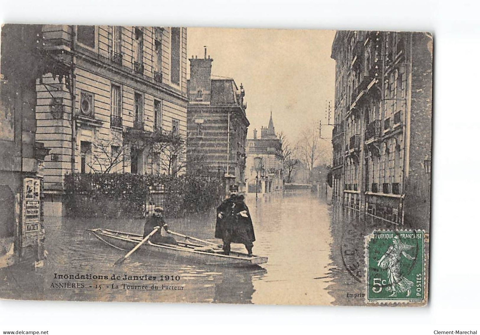 ASNIERES - Inondations De Janvier 1910 - La Tournée Du Facteur - Très Bon état - Asnieres Sur Seine