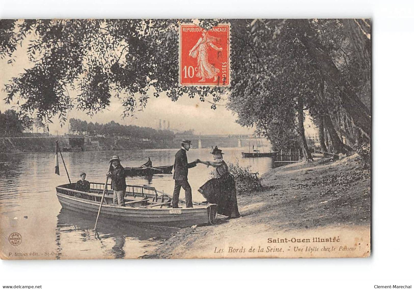 SAINT OUEN Illustré - Les Bords De La Seine - Une Idylle Chez Le Passeur - état - Saint Ouen