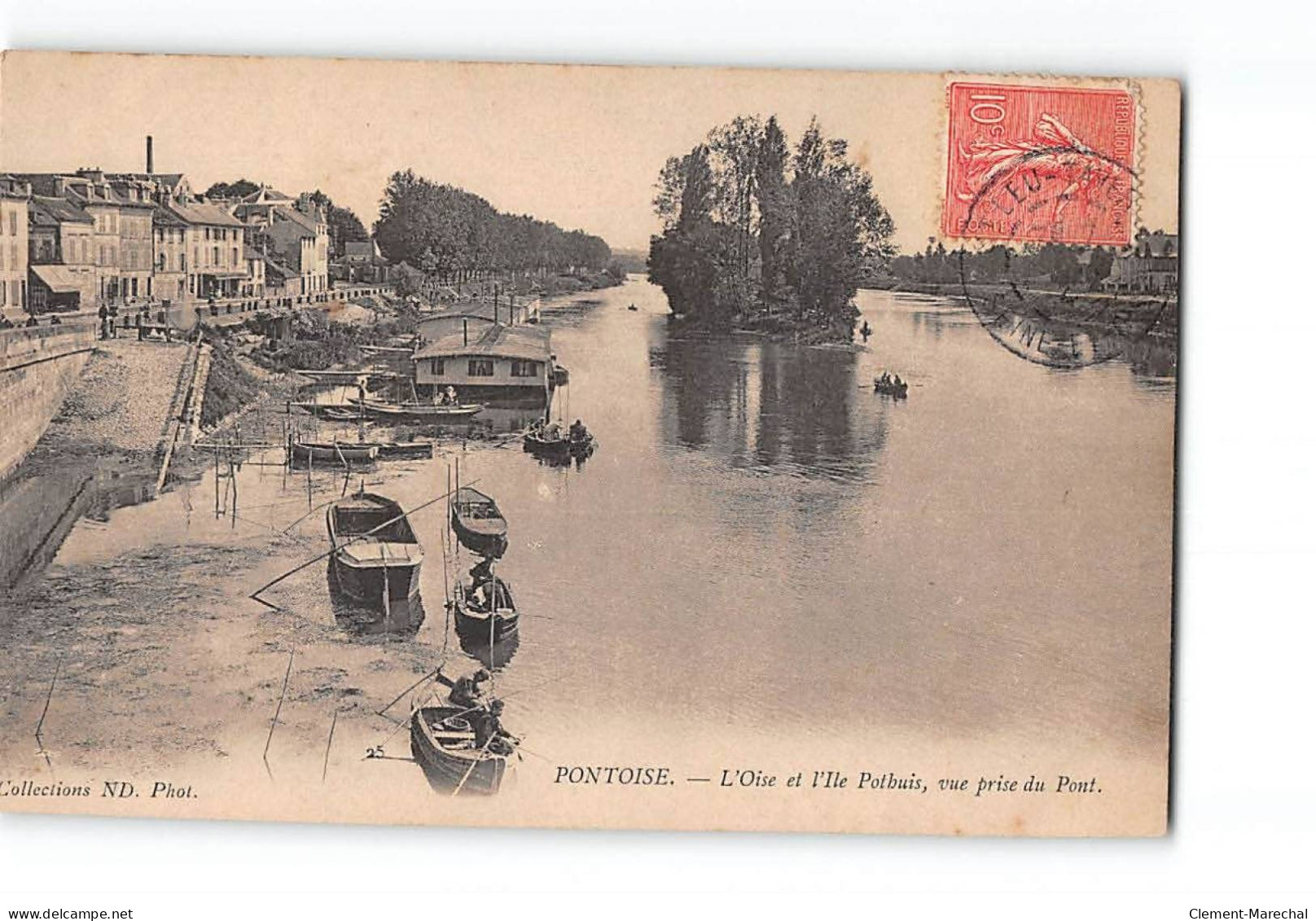 PONTOISE - L'Oise Et L'Ile Pothuis, Vue Prise Du Pont - état - Pontoise