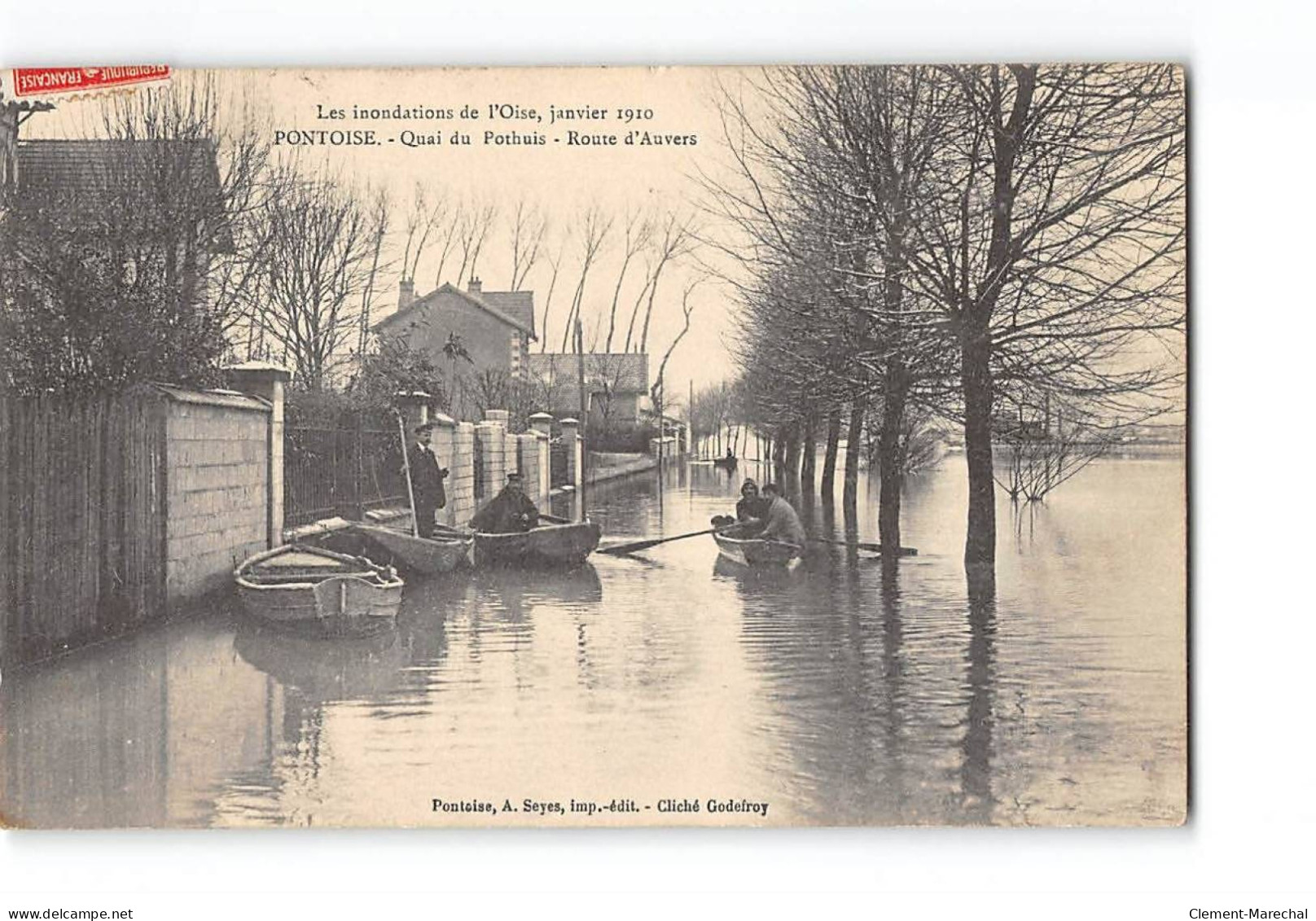 PONTOISE - Les Inondations De L'Oise - Janvier 1910 - Quai Du Pothuis - Route D'Auvers - Très Bon état - Pontoise