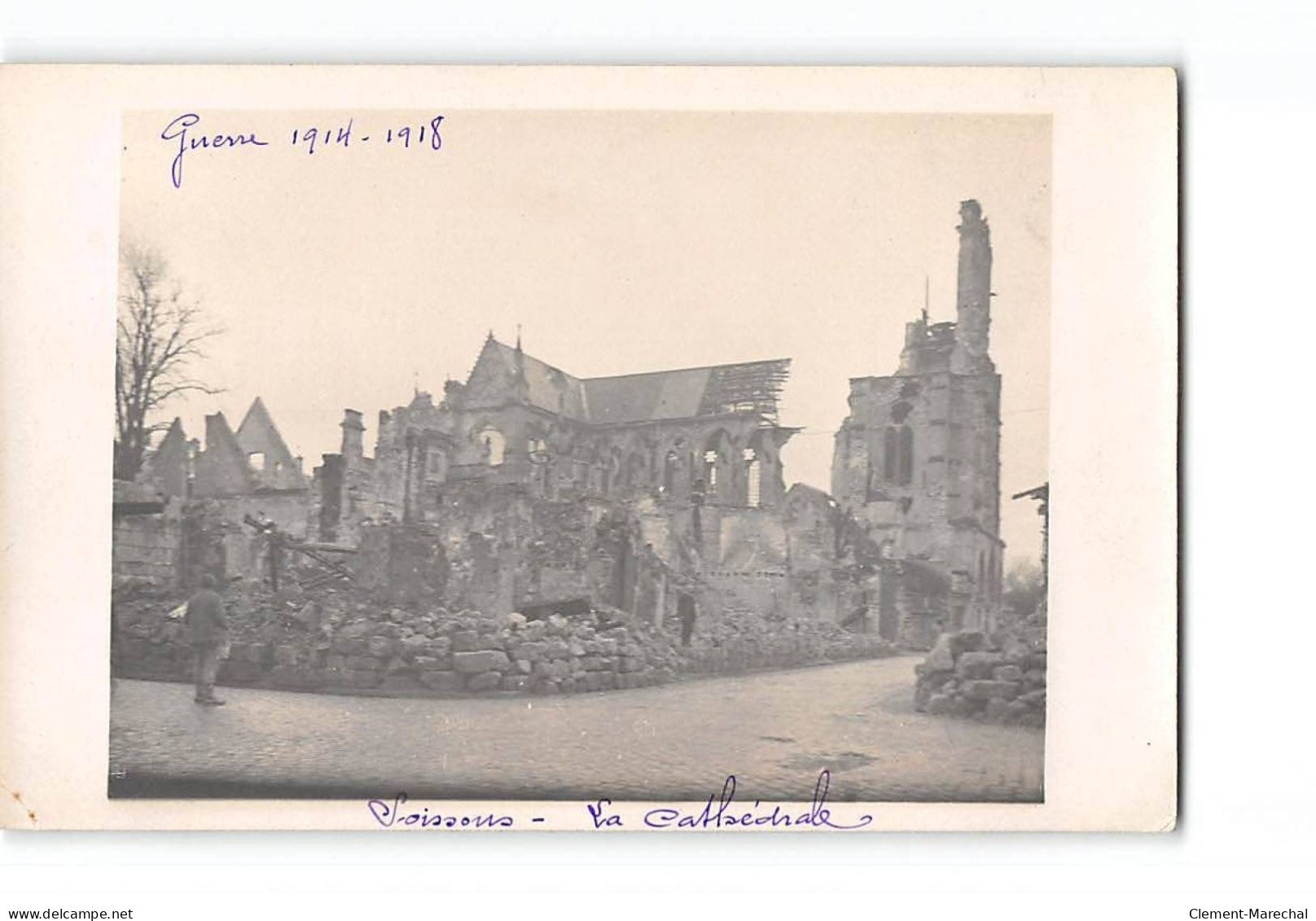 Guerre 1914 1918 - SOISSONS - Carte Photo - La Cathédrale - Très Bon état - Soissons