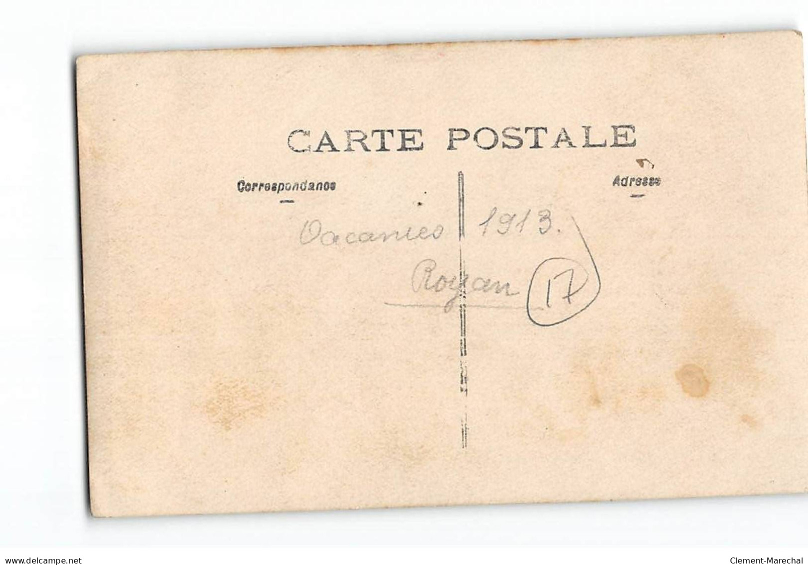 ROYAN - Vacances 1913 - Carte Photo - Très Bon état - Royan