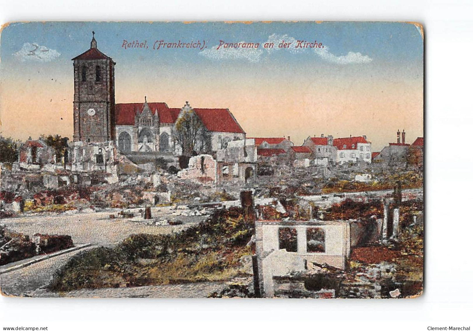 RETHEL - Panorama An Der Kirche - Eglise - Carte Allemande - état - Rethel