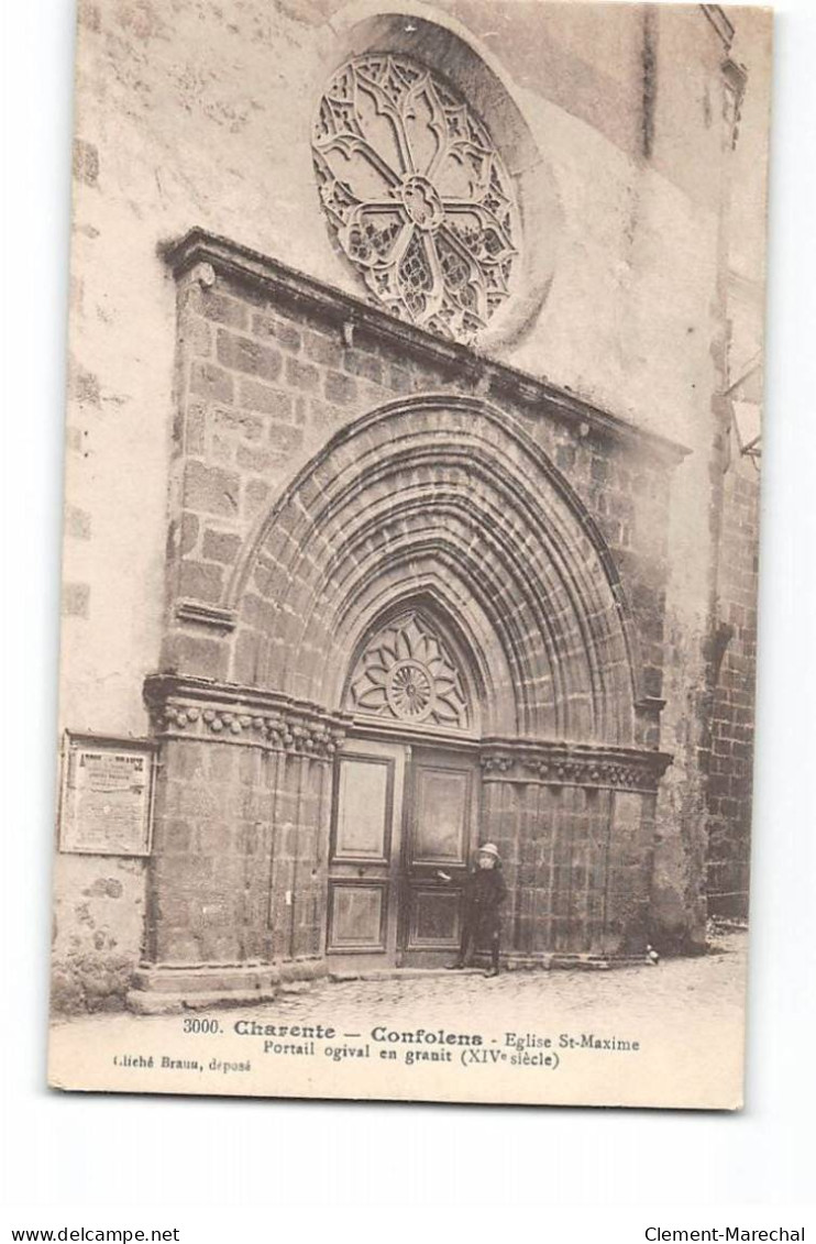 CONFOLENS - Eglise Saint Maxime - Portail Ogival En Granit - Très Bon état - Confolens