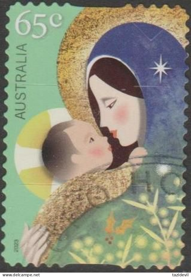 AUSTRALIA - DIE-CUT-USED 2023 65c Religious Christmas - Mary And Baby - Gebraucht