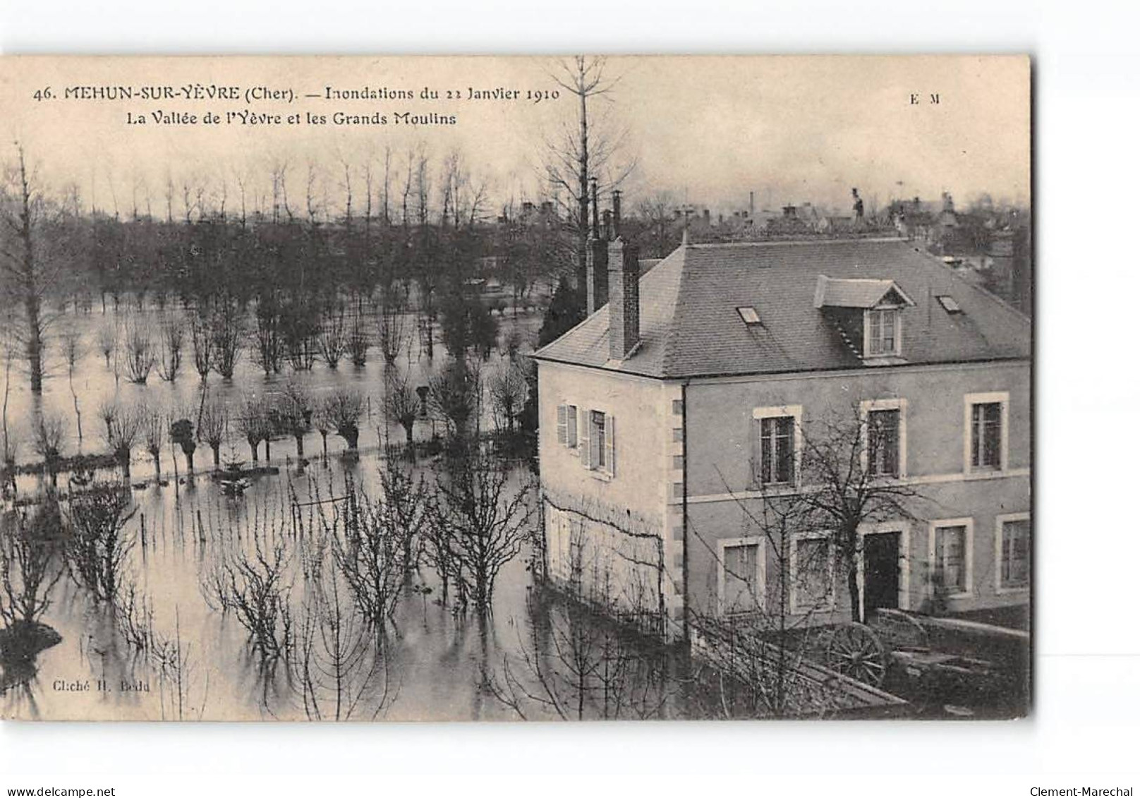 MEHUN SUR YEVRE - Inondations Du 22 Janvier 1910 - La Vallée De L'Yèvre Et Les Grands Moulins - Très Bon état - Mehun-sur-Yèvre