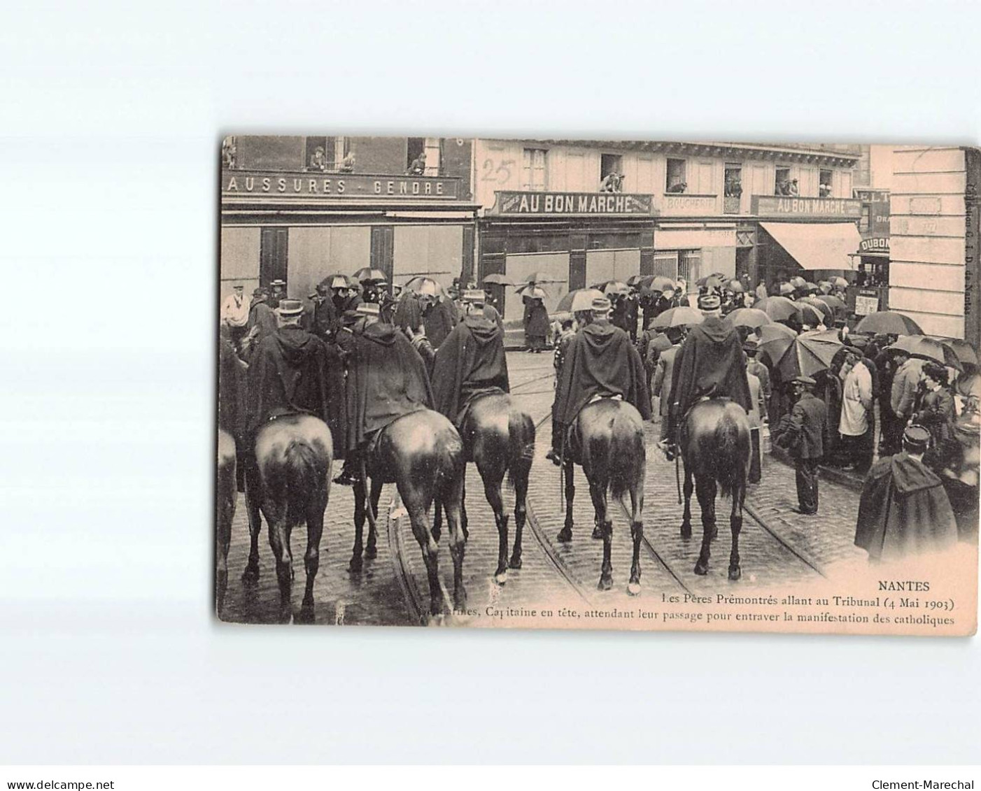 NANTES : Les Pères Prémontrés (4 Mai 1903) Allant Au Tribunal, Capitaine En Tête - état - Nantes