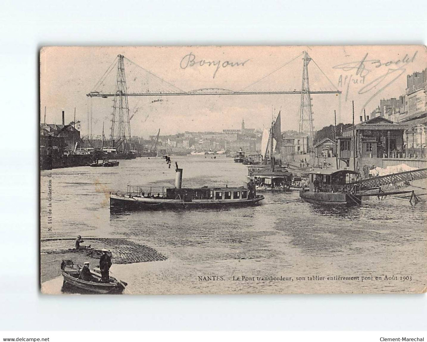 NANTES : Le Pont Transbordeur, Son Tablier Entièrement Posé En Août 1903 - état - Nantes