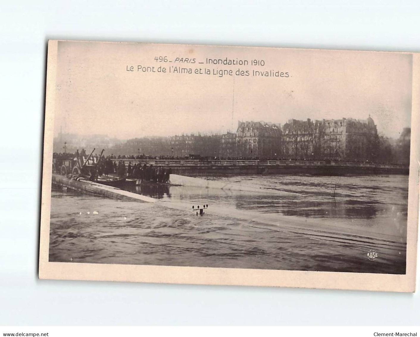 PARIS : Inondations 1910, Le Pont De L'Alma Et La Ligne Des Invalides - Très Bon état - De Overstroming Van 1910