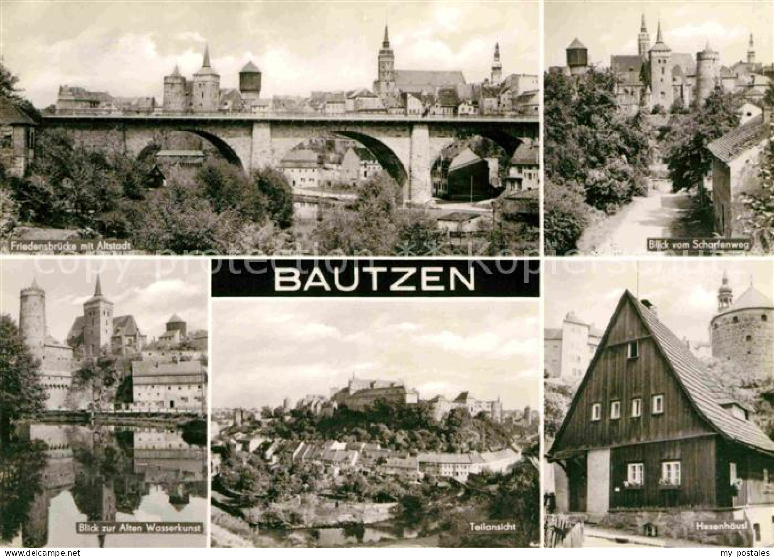 72737982 Bautzen Blick Vom Scharfenweg Hexenhaeusl Wasserkunst Friedensbuercke M - Bautzen