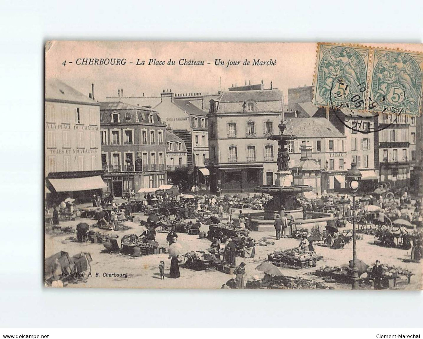 CHERBOURG : La Place Du Château, Un Jour De Marché - état - Cherbourg