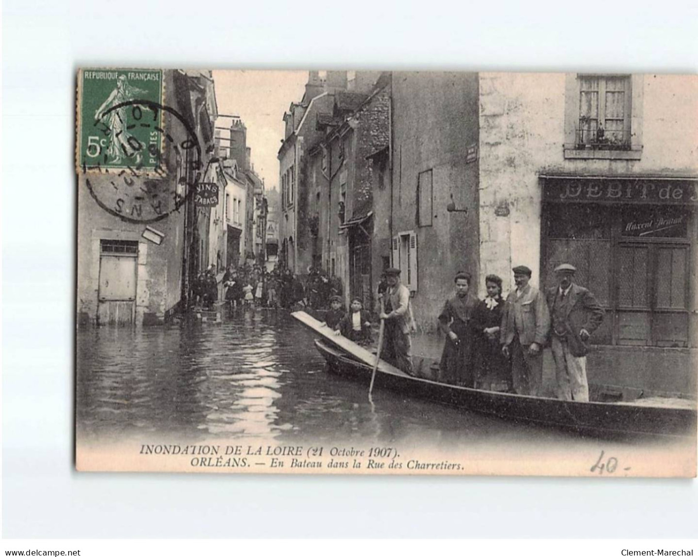 ORLEANS : Inondations De La Loire 1907, En Bateau Dans La Rue Des Charretiers - Très Bon état - Orleans