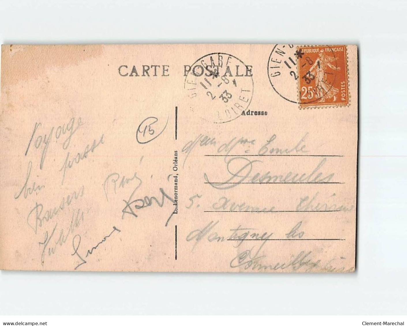 GIEN : Carte Souvenir - état - Gien