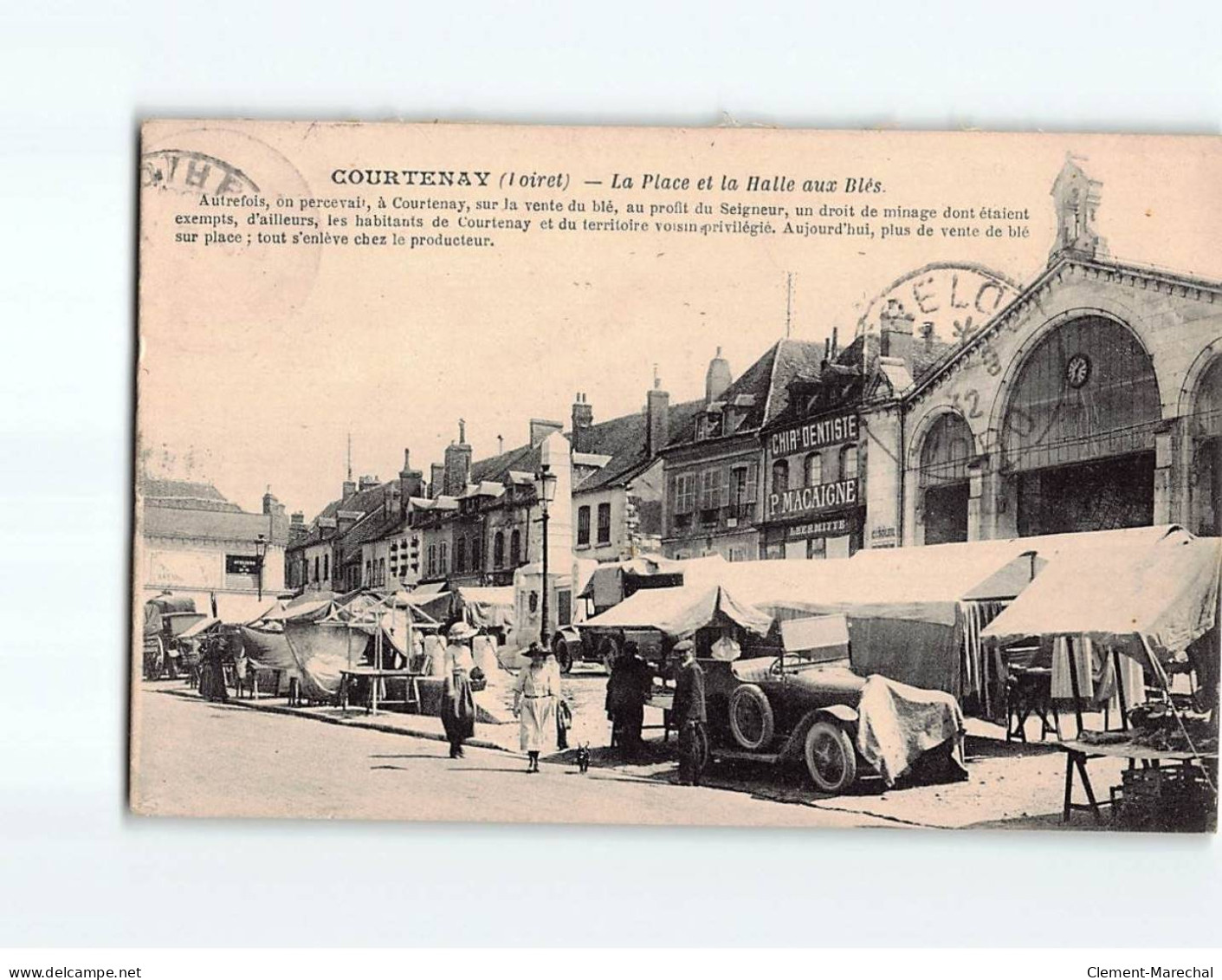 COURTENAY : La Place Et La Halle Aux Blés - état - Courtenay