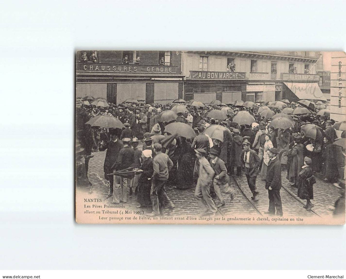 NANTES : Les Pères Prémontrés (4 Mai 1903) Allant Au Tribunal, Leur Passage Rue De Feltre - état - Nantes
