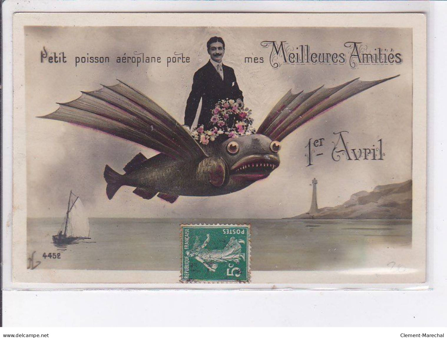 FANTAISIE - 1er Avril - Surréalisme: Petit Poisson Aéroplane Porte Mes Meilleurs Amitiés - Très Bon état - Autres & Non Classés