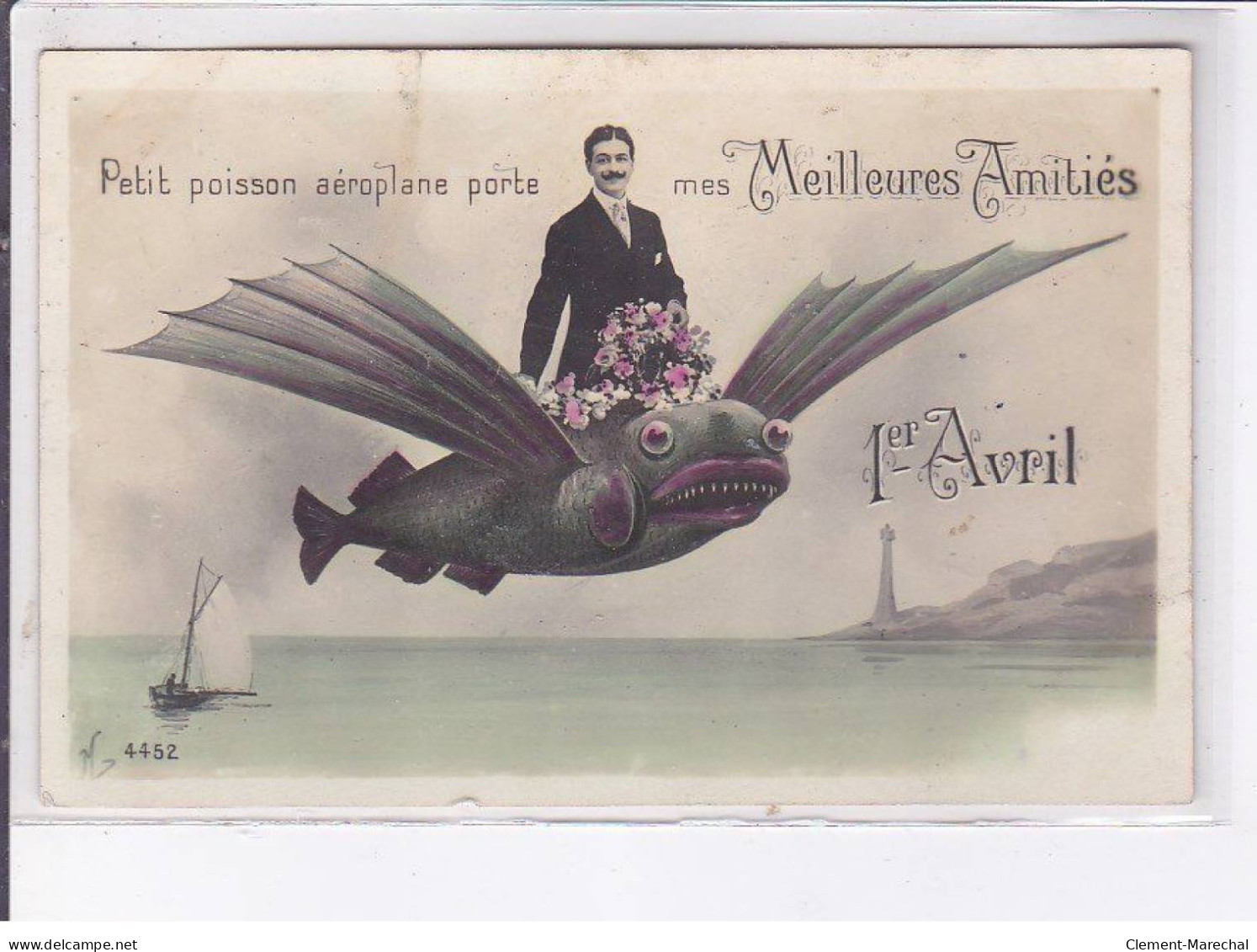 FANTAISIE - 1er Avril - Surréalisme: Petit Poisson Aéroplane Porte Mes Meilleurs Amitiés - Très Bon état - Altri & Non Classificati