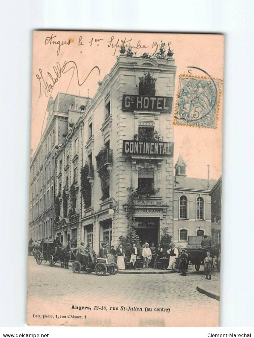 ANGERS : Rue Saint-Julien, Grand Hôtel Continental - état - Angers