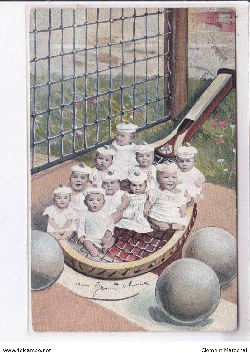 SURREALISME: Photo Montage, Bébés Sur Raquette De Tennis - Très Bon état - Andere & Zonder Classificatie