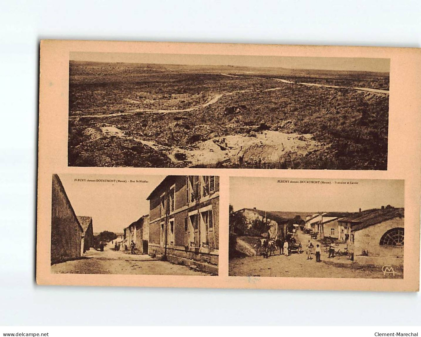 FLEURY Devant DOUAUMONT, Rue Saint-Nicolas, Fontaine Et Lavoir, Avant Et Après - Très Bon état - Other & Unclassified