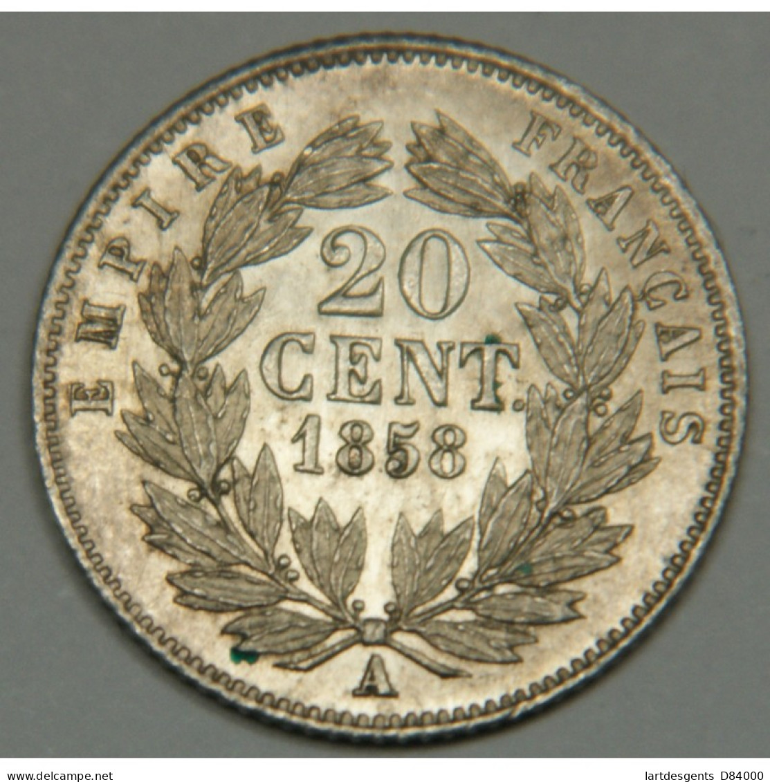 NAPOLEON III 20 Centimes 1858 A Tête Nue PCGS AU Détails PLACHET FLAW - Andere & Zonder Classificatie