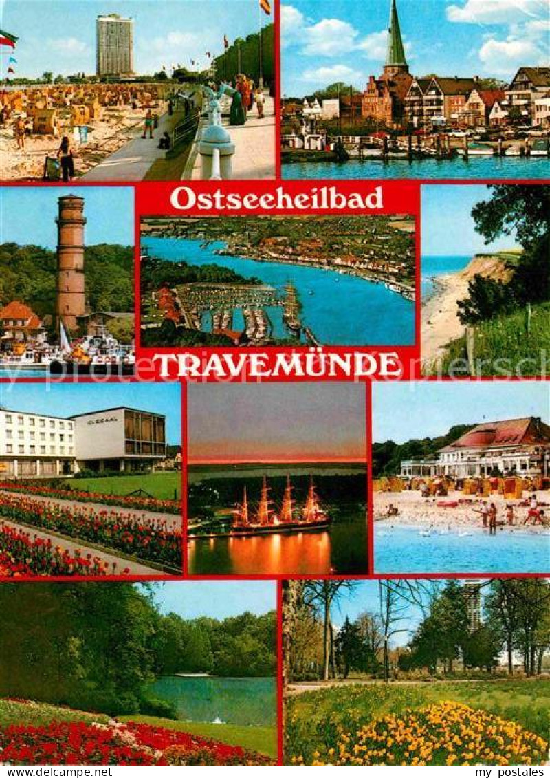 72736144 Travemuende Ostseebad Strand Promenade Hotel Hochhaus Kirche Leuchtturm - Lübeck