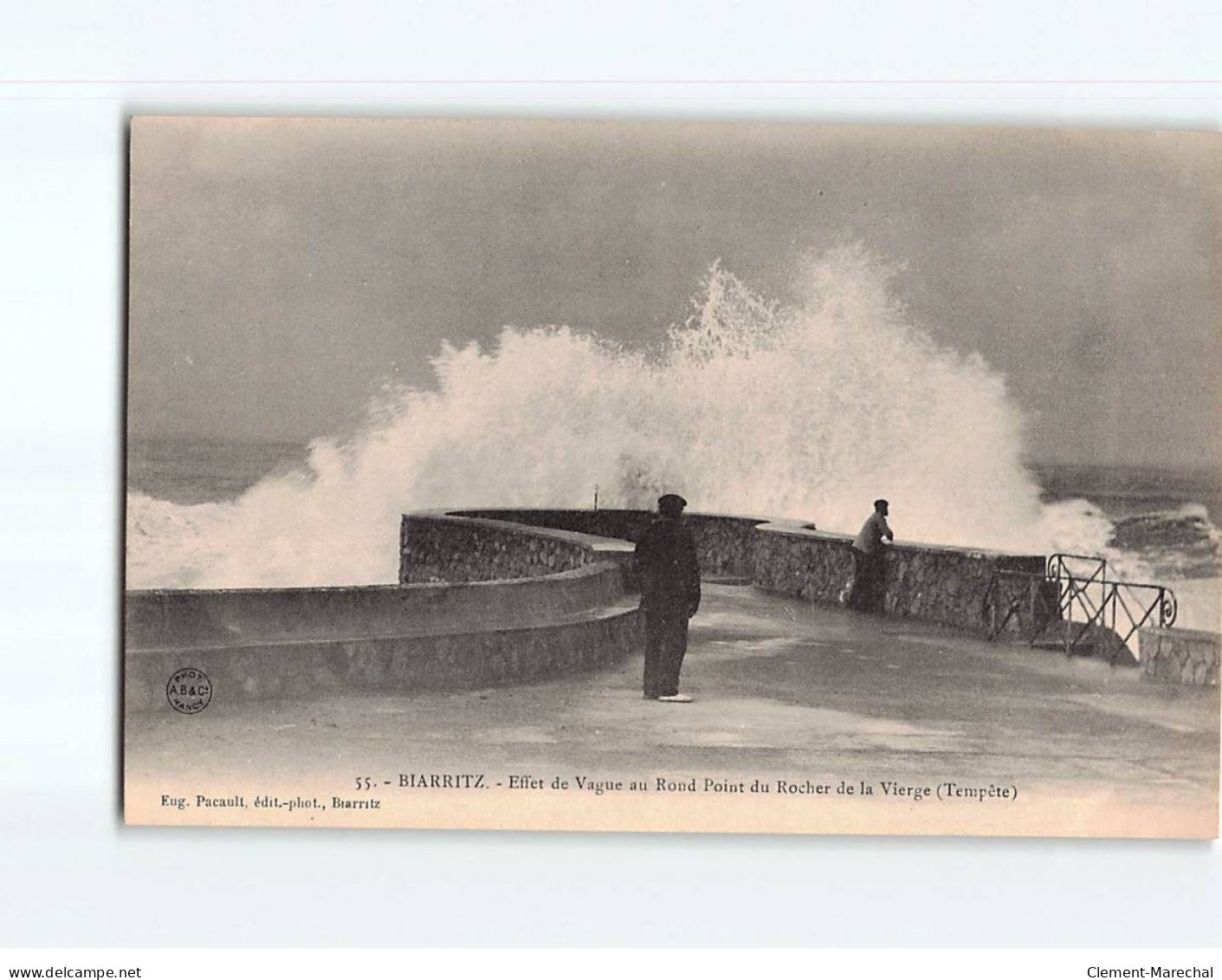 BIARRITZ : Effet De Vague Au Rond Point Du Rocher De La Vierge - Très Bon état - Biarritz