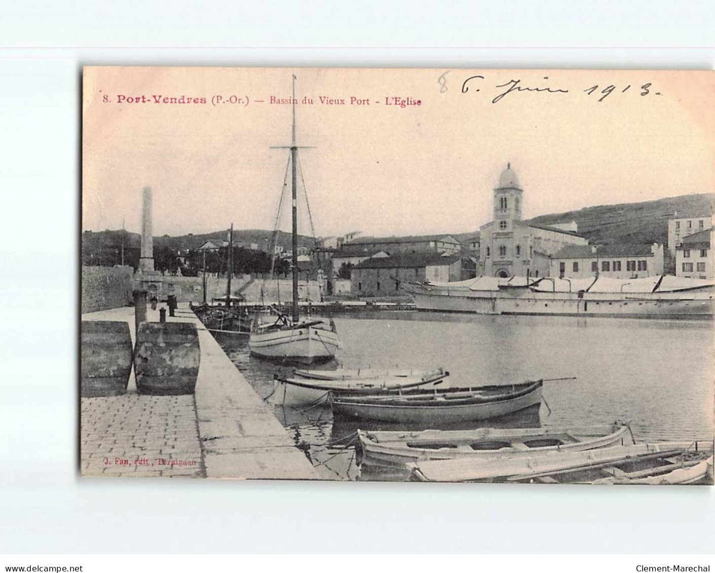 PORT VENDRES : Bassin Du Vieux Port, L'Eglise - état - Port Vendres