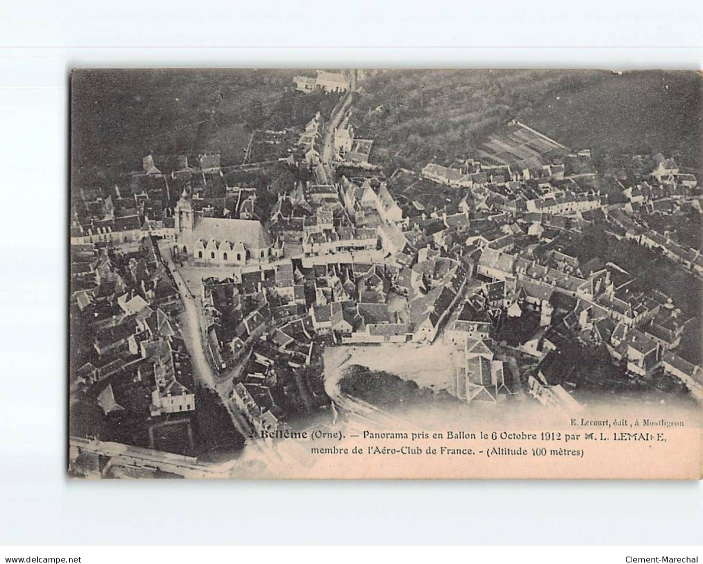 BELLEME : Panorama Pris En Ballon Le 6 Octobre 1912 Par M.L.Lemaine, Membre De L'aéro-club De France - état - Altri & Non Classificati