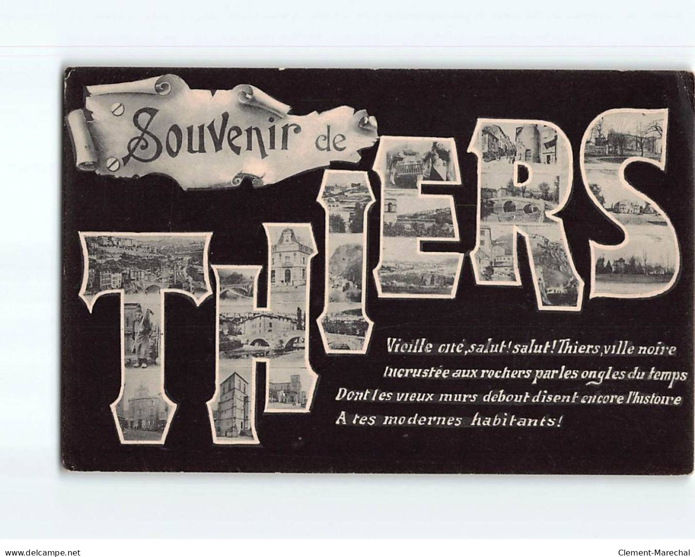 THIERS : Carte Souvenir - état - Thiers